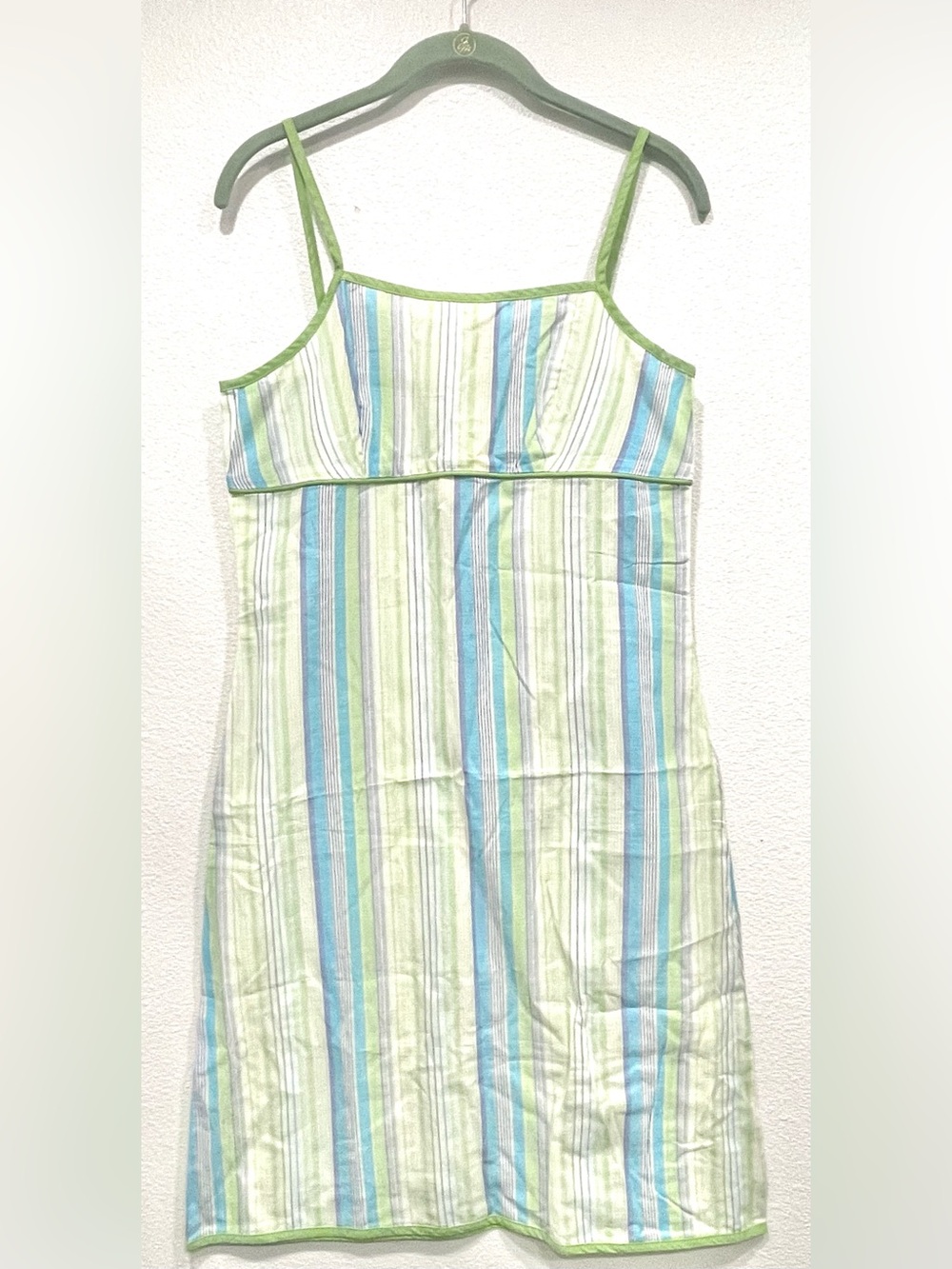 NWT BedHead Vintage 100% Cotton Midi Striped Green Blue White Small Nighty Dress